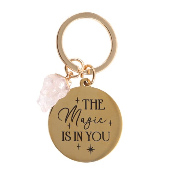 THE MAGIC IS IN YOU ROSE QUARTZ CRYSTAL KEYRING - Image 3