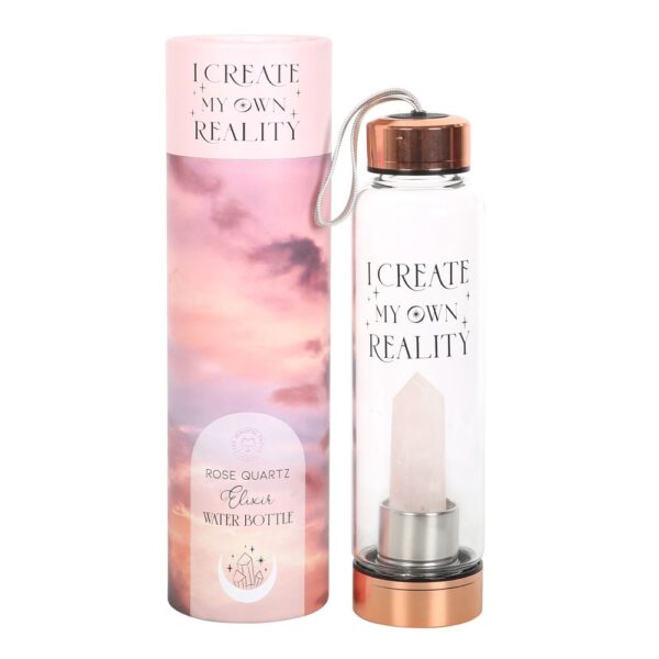 ROSE QUARTZ CREATE MY OWN REALITY GLASS WATER BOTTLE - Image 2
