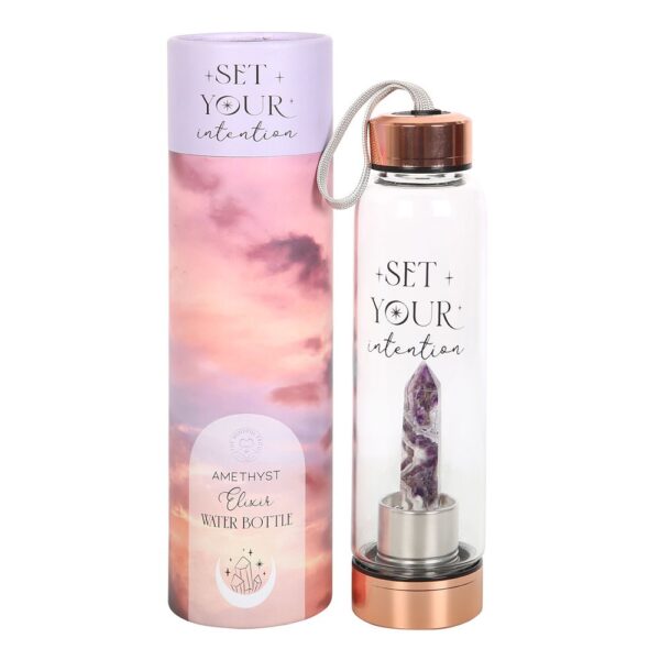 AMETHYST SET YOUR INTENTION GLASS WATER BOTTLE - Image 6