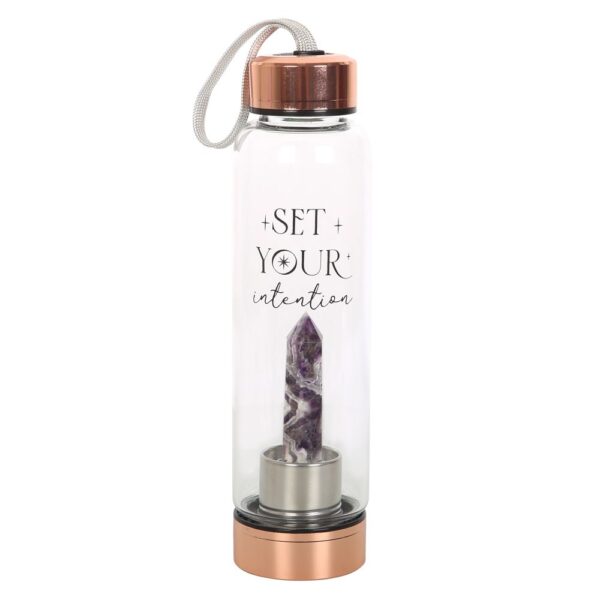 AMETHYST SET YOUR INTENTION GLASS WATER BOTTLE - Image 3