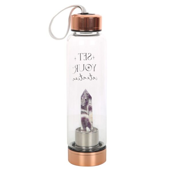 AMETHYST SET YOUR INTENTION GLASS WATER BOTTLE - Image 4