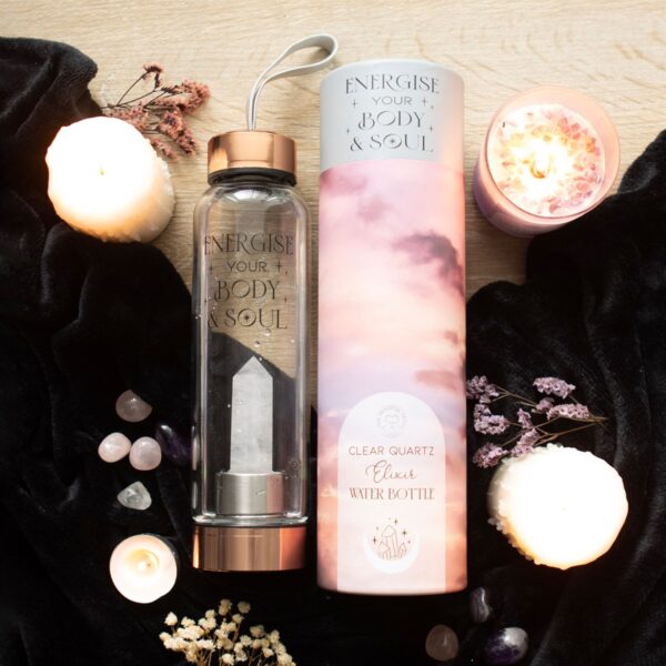 CLEAR QUARTZ BODY AND SOUL GLASS WATER BOTTLE - Image 1
