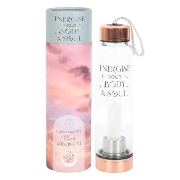 CLEAR QUARTZ BODY AND SOUL GLASS WATER BOTTLE - Image 2
