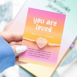 YOU ARE LOVED ROSE QUARTZ CRYSTAL HEART BRACELET