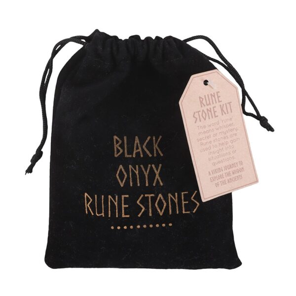 SET OF 25 BLACK OBSIDIAN VIKING RUNE STONES - Image 3