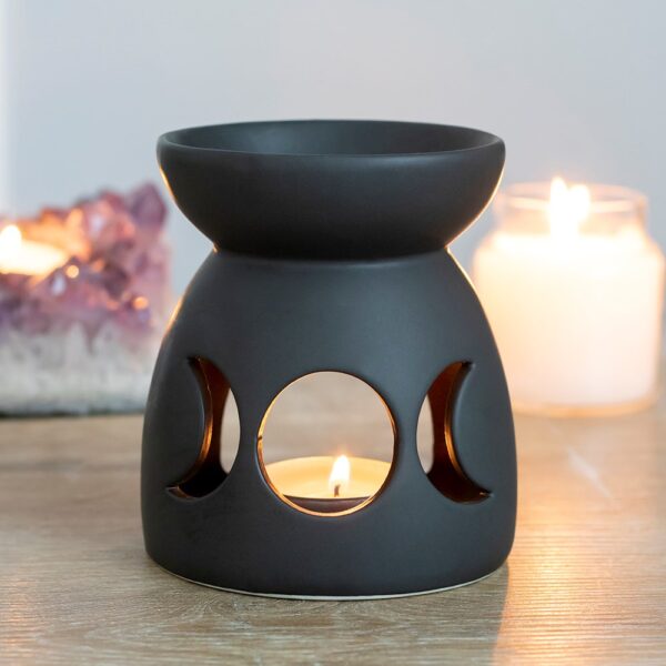 BLACK TRIPLE MOON CUT OUT OIL BURNER - Image 1