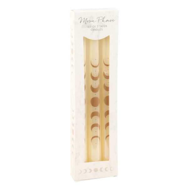 SET OF 3 OFF WHITE MOON PHASES TAPER DINNER CANDLES - Image 1