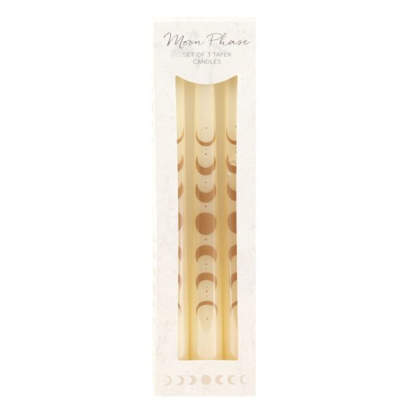 SET OF 3 OFF WHITE MOON PHASES TAPER DINNER CANDLES - Image 2