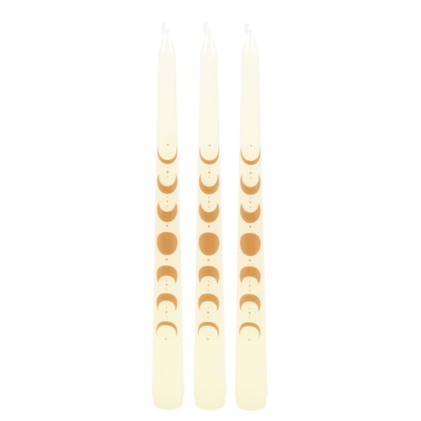 SET OF 3 OFF WHITE MOON PHASES TAPER DINNER CANDLES - Image 3