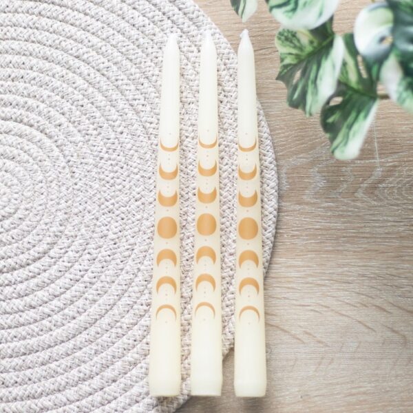 SET OF 3 OFF WHITE MOON PHASES TAPER DINNER CANDLES - Image 5