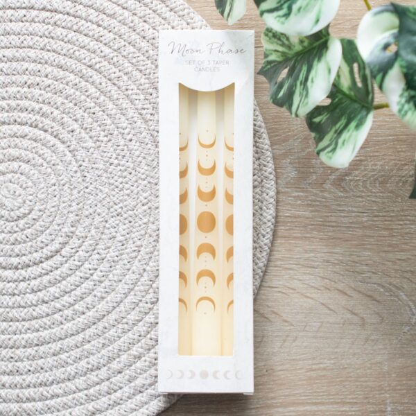 SET OF 3 OFF WHITE MOON PHASES TAPER DINNER CANDLES - Image 6