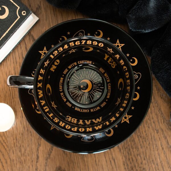 BLACK TALKING BOARD TEACUP AND SAUCER - Image 5