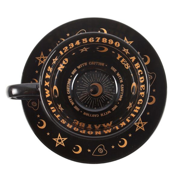 BLACK TALKING BOARD TEACUP AND SAUCER - Image 3