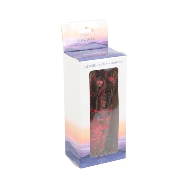 5IN RITUAL WAND SMUDGE STICK WITH ROSEMARY AND RED FLOWERS - Image 4