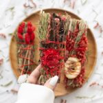 5IN RITUAL WAND SMUDGE STICK WITH ROSEMARY AND RED FLOWERS