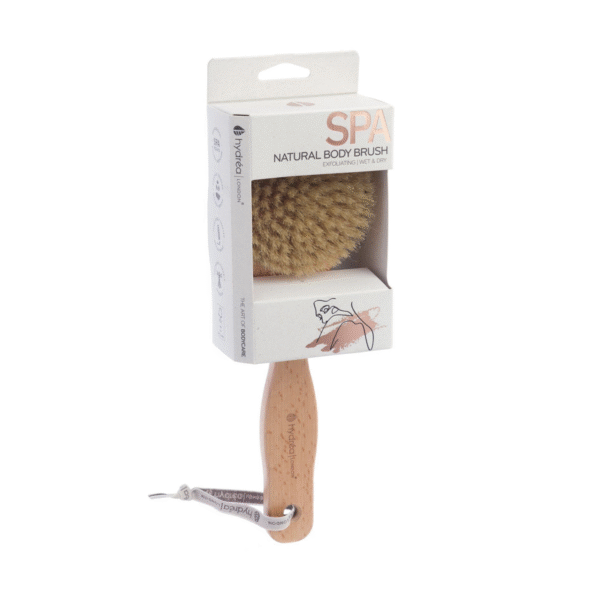 HYDREA LONDON CLASSIC DRY & WET BODY BRUSH WITH SHORT HANDLE NATURAL BRISTLE & FSC® CERTIFIED BEECHWOOD - Image 2