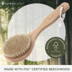 HYDREA LONDON CLASSIC DRY & WET BODY BRUSH WITH SHORT HANDLE NATURAL BRISTLE & FSC® CERTIFIED BEECHWOOD - Image 6