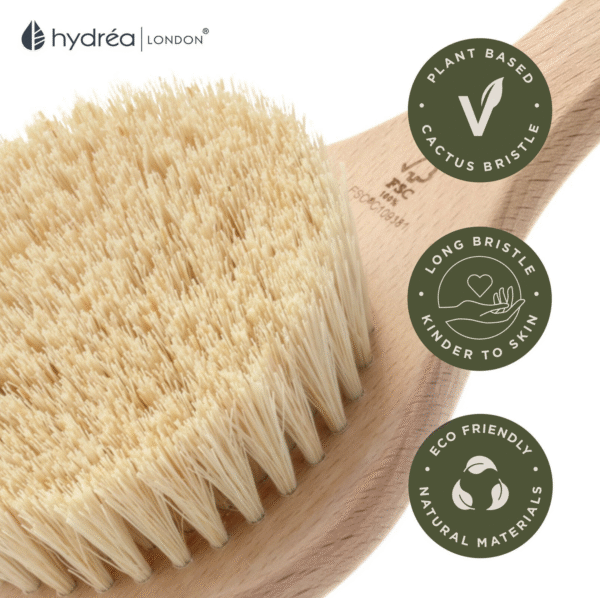 HYDREA LONDON CLASSIC VEGAN DRY BODY BRUSH CACTUS BRISTLE FSC® CERTIFIED BEECHWOOD - Image 6