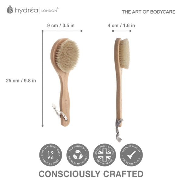 HYDREA LONDON CLASSIC VEGAN DRY BODY BRUSH CACTUS BRISTLE FSC® CERTIFIED BEECHWOOD - Image 7