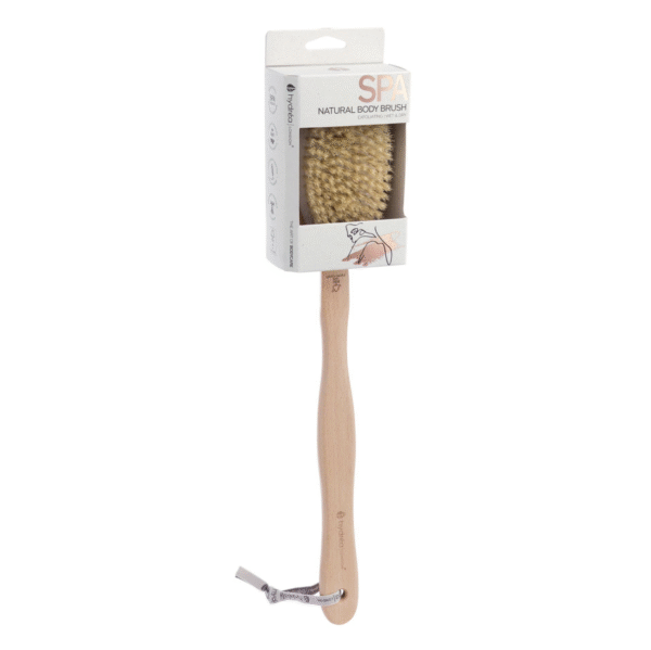 HYDREA LONDON DURABLE BODY BRUSH WITH WATER-PROTECTIVE PLASTIC PLATE – NATURAL BRISTLE & LONG DETACHABLE HANDLE, FSC® CERTIFIED BEECHWOOD - Image 2