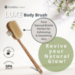 HYDREA LONDON PREMIUM OLIVE WOOD WET & DRY BODY BRUSH WITH LONG DETACHABLE HANDLE + NATURAL BRISTLE - Image 3