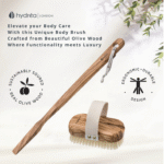 HYDREA LONDON PREMIUM OLIVE WOOD WET & DRY BODY BRUSH WITH LONG DETACHABLE HANDLE + NATURAL BRISTLE - Image 4