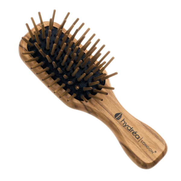 HYDREA LONDON OLIVE WOOD MINI ANTI-STATIC HAIR BRUSH - Image 1