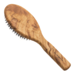 HYDREA LONDON PREMIUM OLIVE WOOD BOAR BRISTLE HAIR BRUSH WITH NO-PULL CUSHION – SMOOTH & SHINE - Image 2