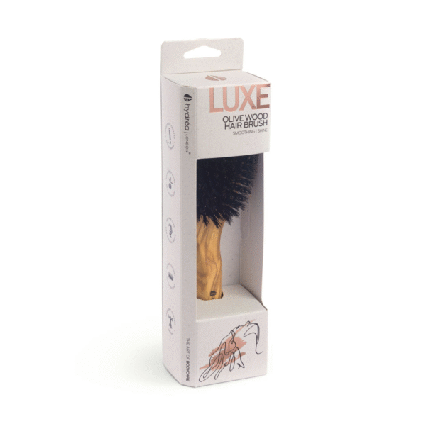 HYDREA LONDON PREMIUM OLIVE WOOD BOAR BRISTLE HAIR BRUSH WITH NO-PULL CUSHION – SMOOTH & SHINE - Image 3
