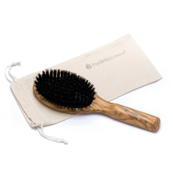 HYDREA LONDON PREMIUM OLIVE WOOD BOAR BRISTLE HAIR BRUSH WITH NO-PULL CUSHION – SMOOTH & SHINE - Image 4