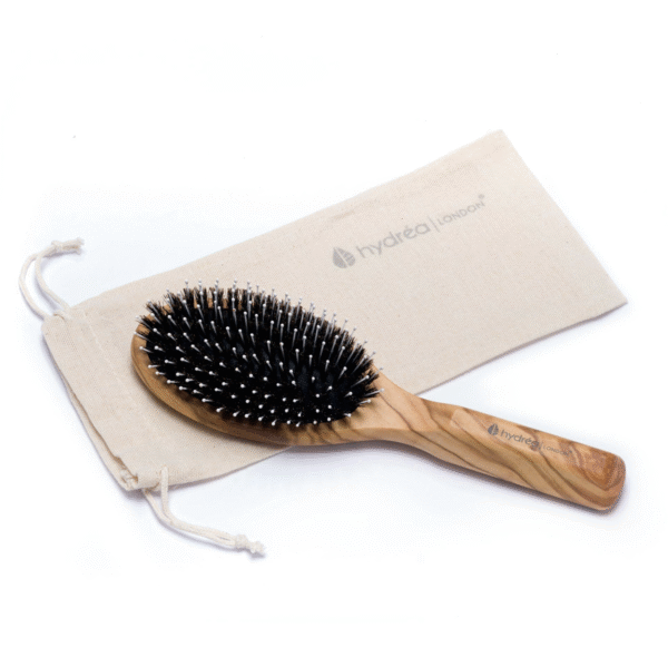 HYDREA LONDON PREMIUM OLIVE WOOD HAIR BRUSH WITH NYLON PINS & BOAR BRISTLE – EFFORTLESS DETANGLING & SMOOTH STYLING - Image 4