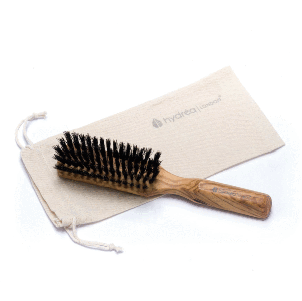 HYDREA LONDON PREMIUM OLIVE WOOD STYLING HAIR BRUSH WITH PURE BOAR BRISTLES – SMOOTH & SHINE - Image 3