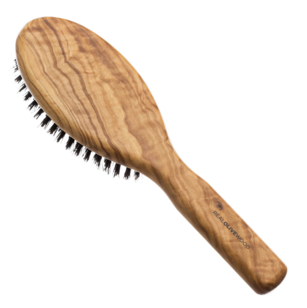 HYDREA LONDON PREMIUM OLIVE WOOD STYLING HAIR BRUSH WITH PURE BOAR BRISTLES – SMOOTH & SHINE - Image 2
