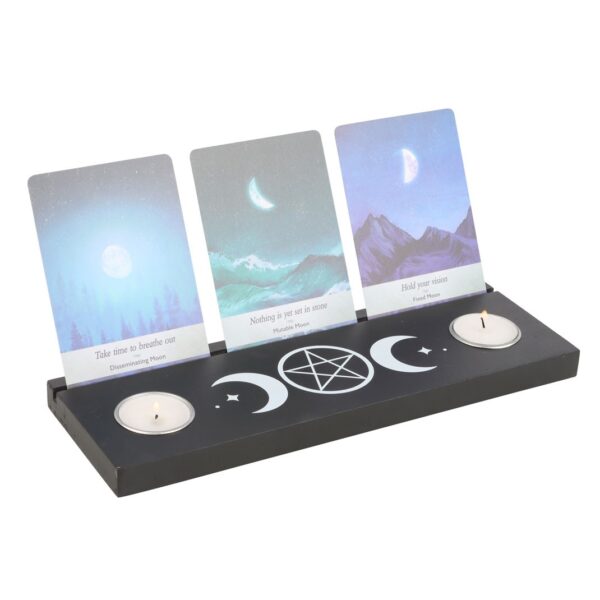 BLACK TRIPLE MOON TAROT CARD STAND TEALIGHT HOLDER - Image 6