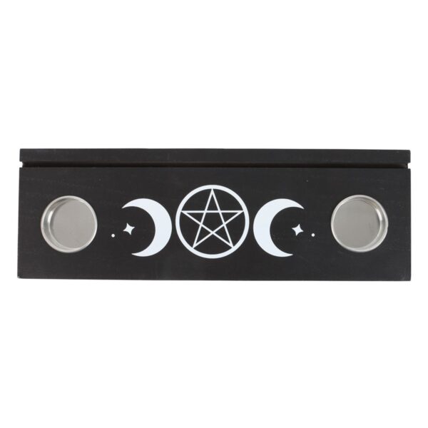 BLACK TRIPLE MOON TAROT CARD STAND TEALIGHT HOLDER - Image 4