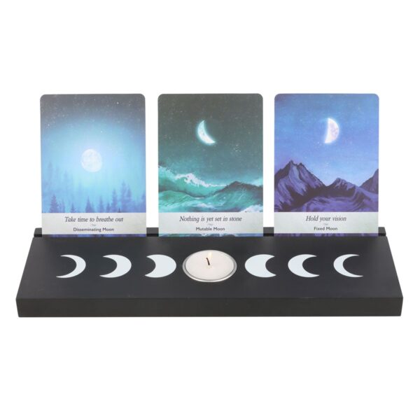 BLACK MOON PHASE TAROT CARD STAND TEALIGHT HOLDER - Image 1