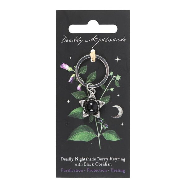 DEADLY NIGHTSHADE KEYRING WITH BLACK OBSIDIAN - Image 2