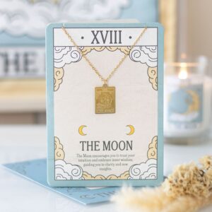 THE MOON VINTAGE TAROT NECKLACE ON GREETING CARD