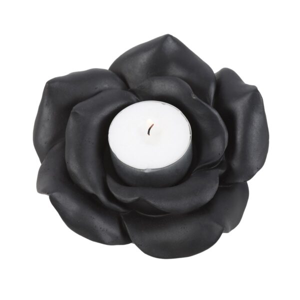 BLACK ROSE RESIN TEALIGHT CANDLE HOLDER - Image 4