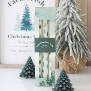 SET OF 3 WHITE FIR TREE TAPER CANDLES