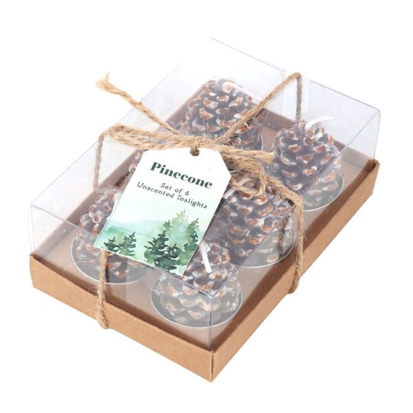 SET OF 6 PINECONE TEALIGHT CANDLES - Image 2