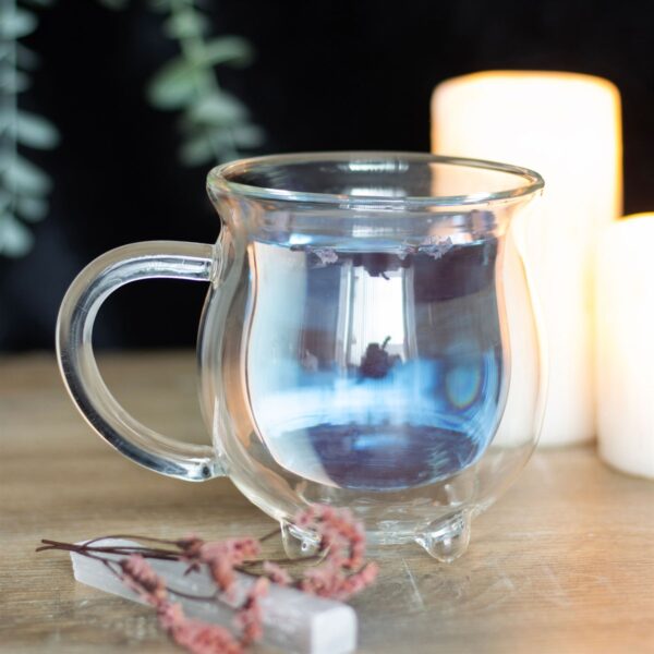 CLEAR DOUBLE WALLED GLASS CAULDRON MUG - Image 1