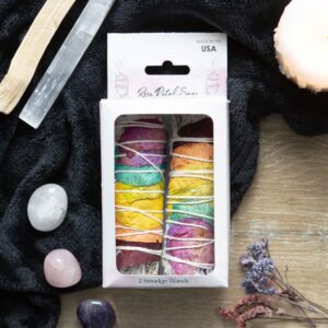 SET OF 2 ROSE PETAL SAGE SMUDGE WANDS