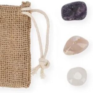 NATURAL HEALING CRYSTAL SET WITH ROSE QUARTZ, LEPIDOLITE, SODALITE, HOWLITE, CLEAR QUARTZ AND SAKURA AGATE – ANTI-STRESS COLLECTION