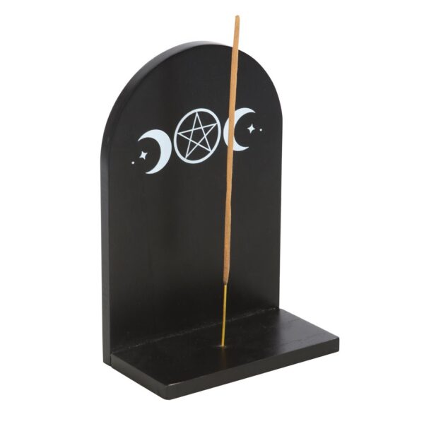BLACK TRIPLE MOON INCENSE HOLDER SHELF - Image 2